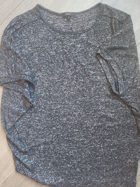 Quince Heathered Black & White Long Sleeve Top Size S